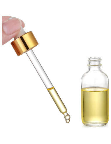 AOZITA 4 Botellas de Goteo de Vidrio 30ml con Tapa Dorada