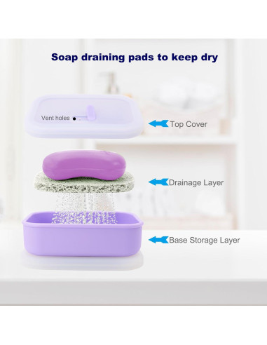 Estuche de Jabón de Viaje HAYSNA Grande Púrpura a Prueba de Fugas