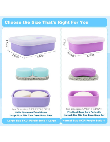Estuche de Jabón de Viaje HAYSNA Grande Púrpura a Prueba de Fugas