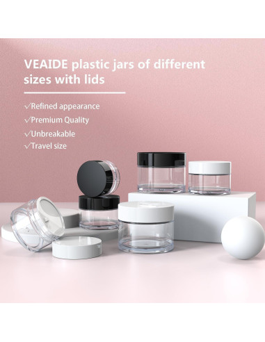 Contenedores de Viaje VEAIDE 6 Piezas 0.5/15/30 ml a Prueba de Fugas