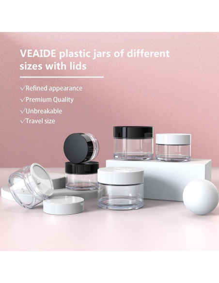 Contenedores de Viaje VEAIDE 6 Piezas 0.5/15/30 ml a Prueba de Fugas