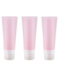 Set 3 Botellas de Silicona Rosa 37ml 60ml 80ml Viaje Cosméticos