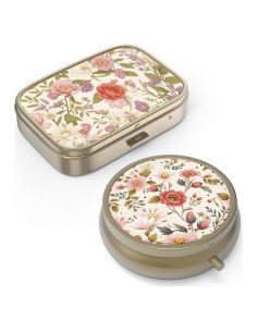 Organizador de Pastillas Hion 2 Piezas Retro Flores Rojas