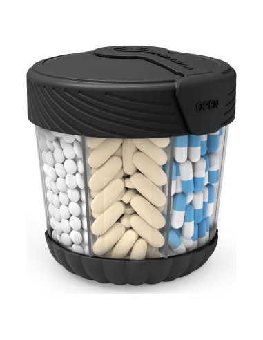 Dispensador de Pastillas HIONXMGA Grande Negro 7 Compartimentos