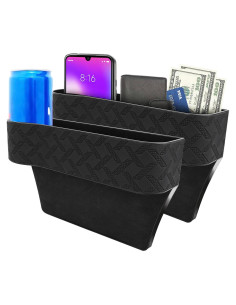 Organizador de Espacio entre Asientos Yuuaao - 2 Piezas Cuero Negro