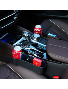 Organizador de Espacio entre Asientos Yuuaao - 2 Piezas Cuero Negro 2