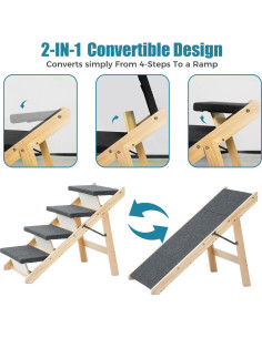 Escalera y Rampa Plegable MEWANG para Mascotas 4 Pasos 80 cm 2