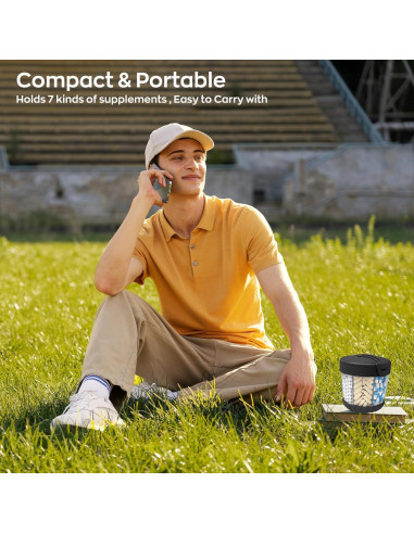 Dispensador de Pastillas HIONXMGA Grande Negro 7 Compartimentos