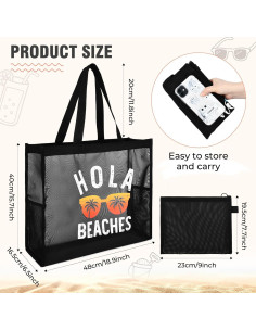 Bolsa de Playa KUIRAN 30L Plegable a Prueba de Arena Negra 2
