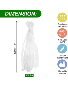 Bolsas de Malla Reutilizables uxcell 150pcs 30cm Blancas 2