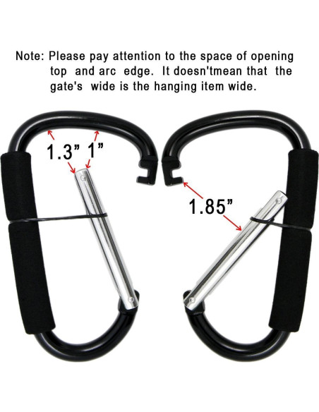 Ganchos para Cochecito BanYakong 2 Pcs Aluminio Negro 15.88 kg