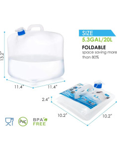 Contenedor de Agua Plegable ITRAZ 20L con Grifo - Libre de BPA 2