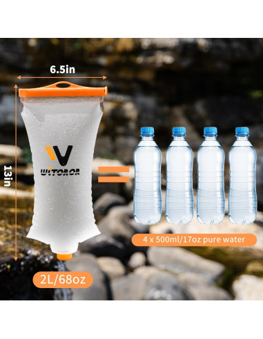 Bolsa de Agua 2L WITOROR TPU Colapsable y Ligera para Camping