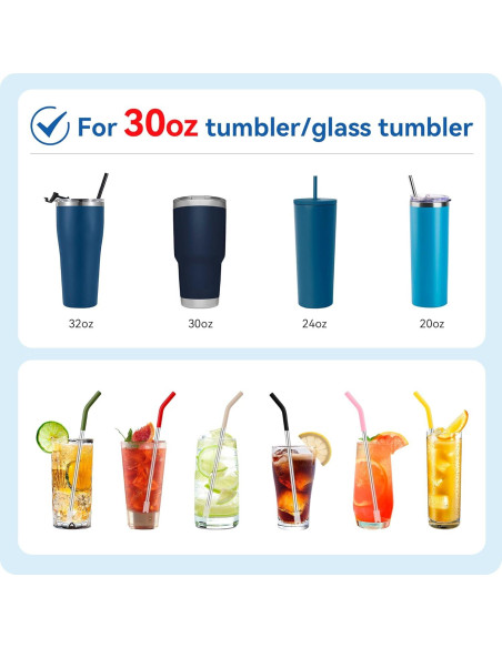 Popotes de Acero Inoxidable Prurex 30oz con Puntas de Silicona