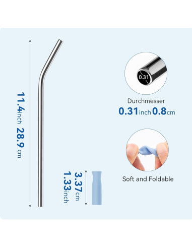 Popotes de Acero Inoxidable Prurex 30oz con Puntas de Silicona