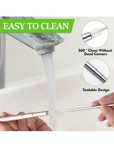 Popotes Reutilizables INVODA 3Pcs Acero Inoxidable Plegables