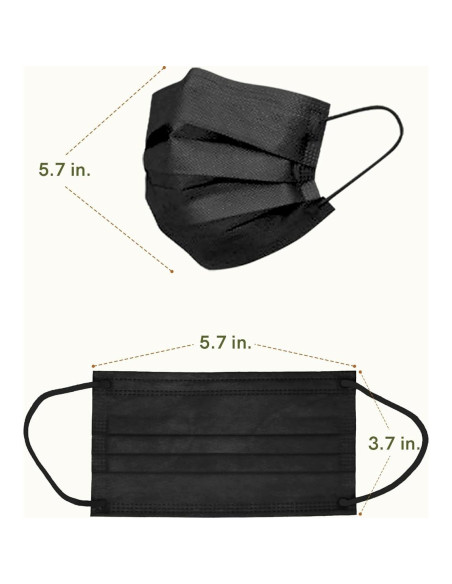 Mascarillas desechables FriCARE para niños 4 capas negro 50 unidades