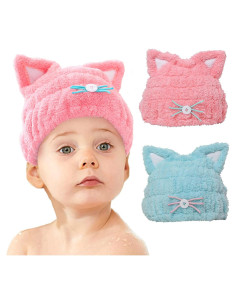 Toalla de Microfibra para Cabello Mdoahny - Gato Azul y Rosa