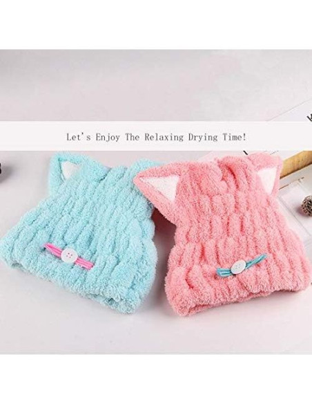 Toalla de Microfibra para Cabello Mdoahny - Gato Azul y Rosa