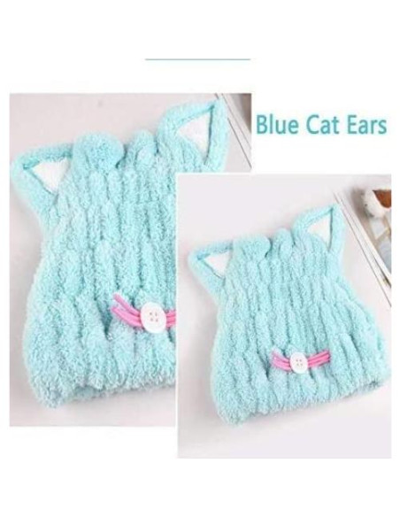 Toalla de Microfibra para Cabello Mdoahny - Gato Azul y Rosa