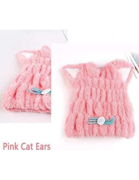 Toalla de Microfibra para Cabello Mdoahny - Gato Azul y Rosa