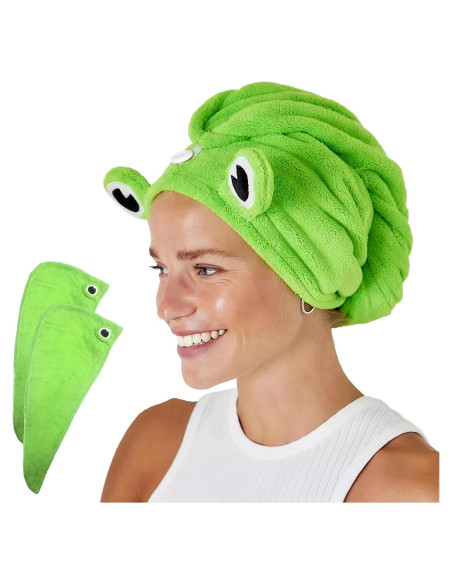 2 Toallas de Microfibra para el Cabello Globalnice - Diseño Rana