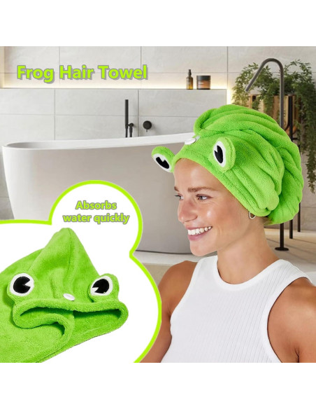 2 Toallas de Microfibra para el Cabello Globalnice - Diseño Rana