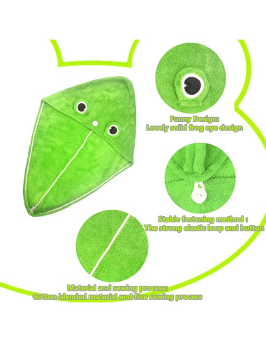 2 Toallas de Microfibra para el Cabello Globalnice - Diseño Rana