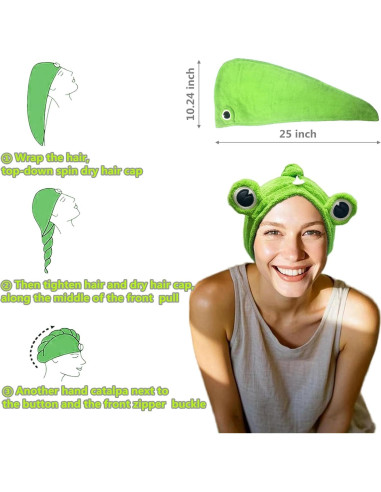 2 Toallas de Microfibra para el Cabello Globalnice - Diseño Rana