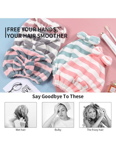 Gorro de toalla de microfibra SHxxyljh para cabello - 2 unidades