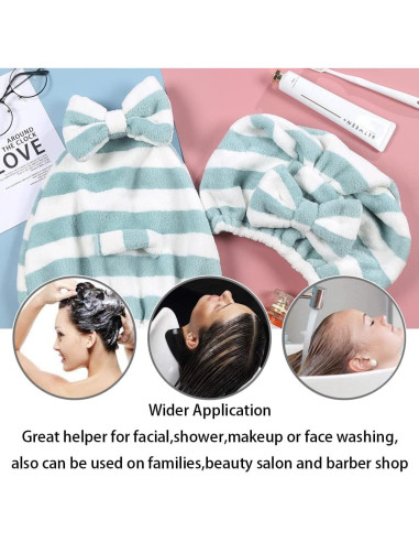 Gorro de toalla de microfibra SHxxyljh para cabello - 2 unidades