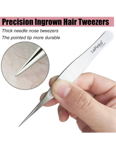 Set de Pinzas de Precisión LePinko 2PCS Acero Inoxidable Plata 2