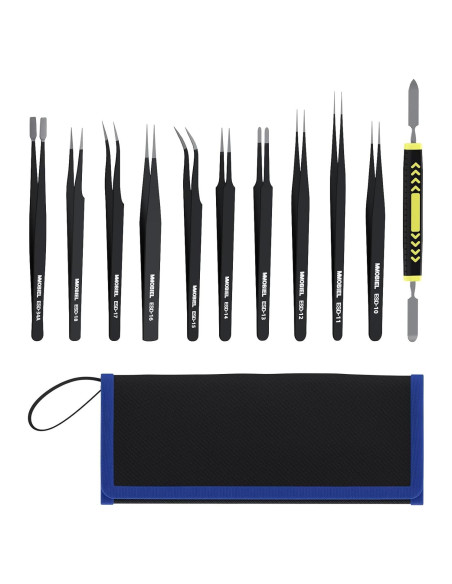 Juego de 10 Pinzas de Precisión ESD MMOBIEL con Estuche