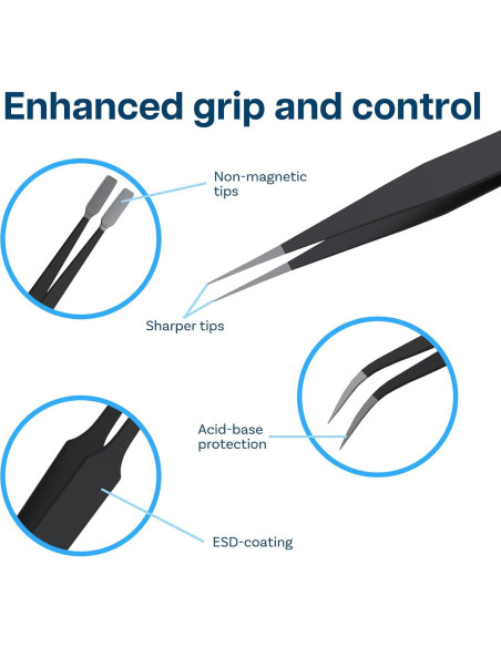 Juego de 10 Pinzas de Precisión ESD MMOBIEL con Estuche