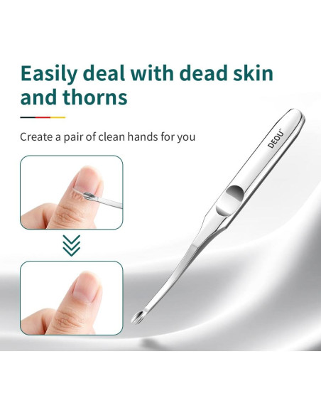Empujador de Cutículas DEOU Acero Inoxidable Profesional 11.5cm