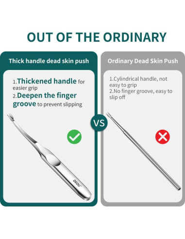 Empujador de Cutículas DEOU Acero Inoxidable Profesional 11.5cm