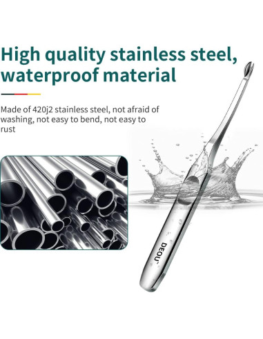 Empujador de Cutículas DEOU Acero Inoxidable Profesional 11.5cm