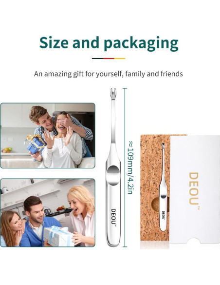 Empujador de Cutículas DEOU Acero Inoxidable Profesional 11.5cm