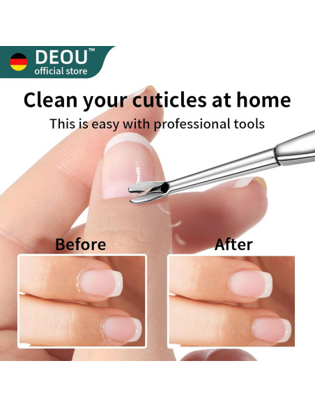 Removedor de Cutículas DEOU de Acero Inoxidable Profesional
