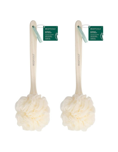 Cepillo de Baño EcoPouf EcoTools - 2 Unidades, Mango Largo, Ecológico