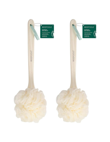 Cepillo de Baño EcoPouf EcoTools - 2 Unidades, Mango Largo, Ecológico