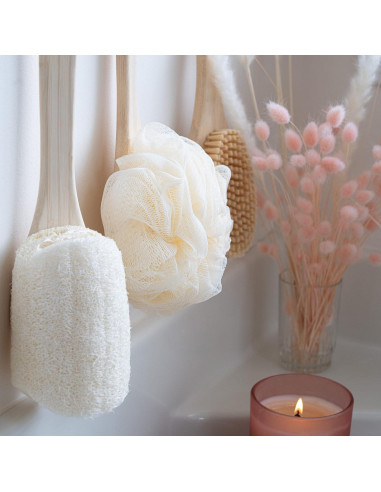Cepillo de Baño EcoPouf EcoTools - 2 Unidades, Mango Largo, Ecológico
