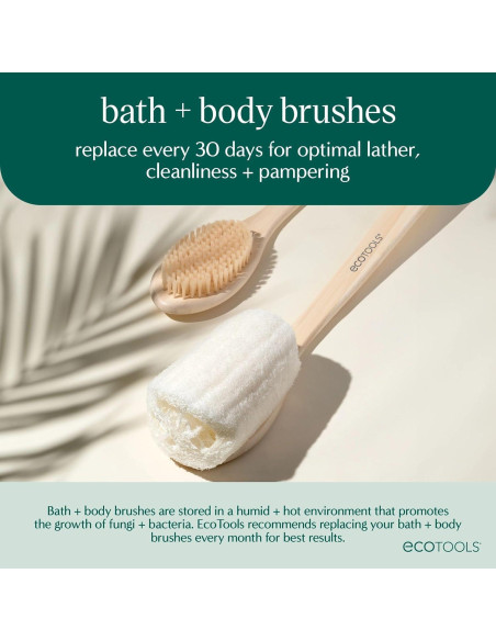 Cepillo de Baño EcoPouf EcoTools - 2 Unidades, Mango Largo, Ecológico