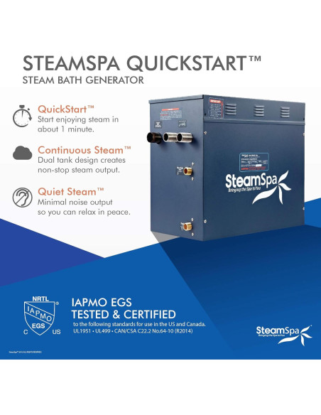 Generador de Vapor SteamSpa 12kW con Control Táctil y Drenaje Automático