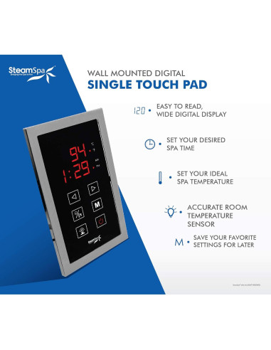 Generador de Vapor SteamSpa 12kW con Control Táctil y Drenaje Automático