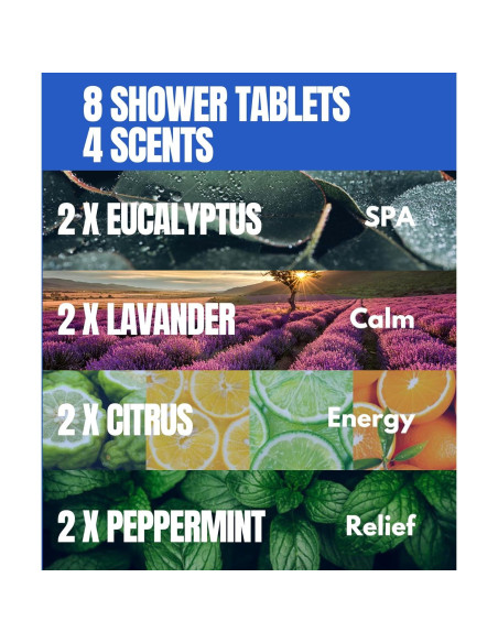 Bombas de Ducha Aromaterapia Aguabranca - 8 Aromas Naturales