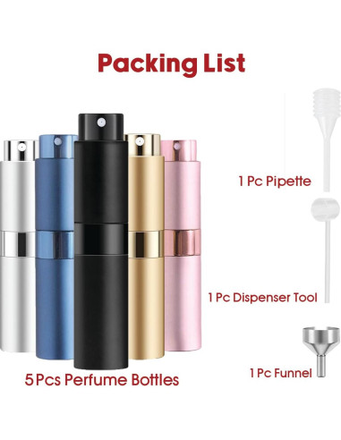 Atomizador de Perfume Recargable Ruzar 8ml - Paquete de 5