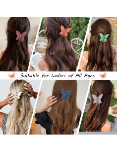 12 Clips de Pelo Mariposa Antideslizantes Messen 6.8 cm 2