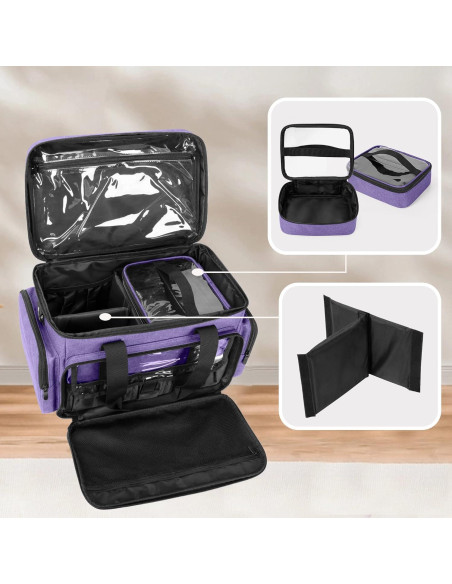 Bolsa de Maquillaje Grande BAFASO Púrpura con Divisores