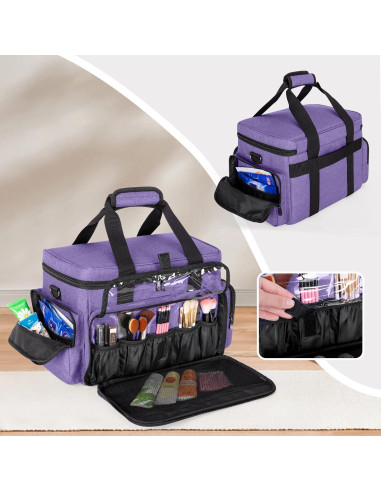 Bolsa de Maquillaje Grande BAFASO Púrpura con Divisores